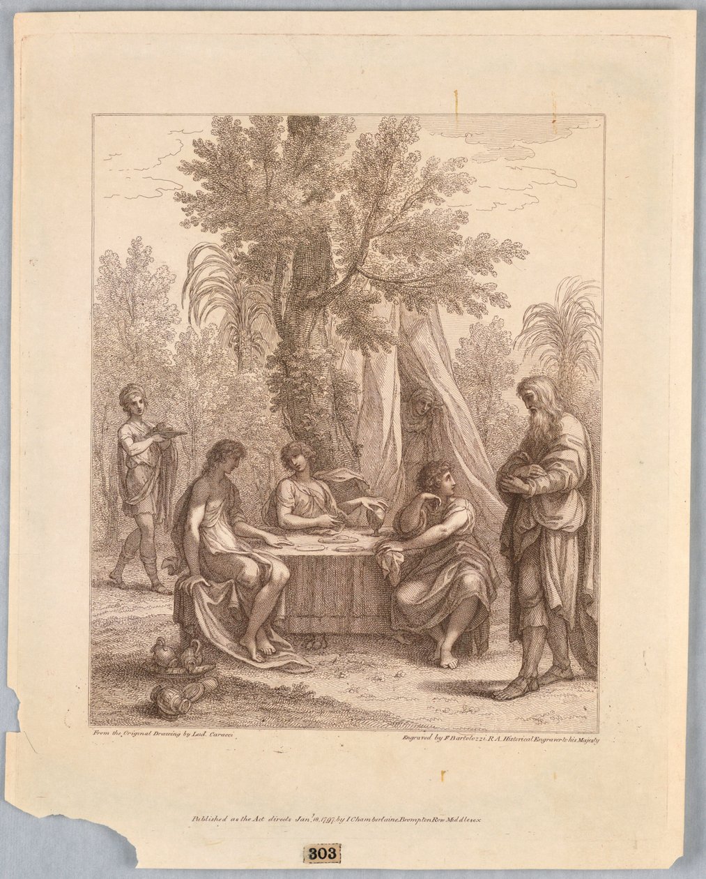 Abraham zaprasza trzech aniołów autorstwa Francesco Bartolozzi