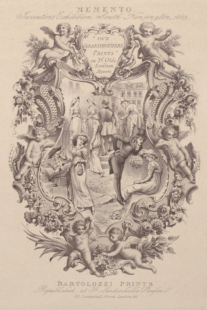 Reklama Memento, Wystawa Wynalazków, South Kensington, 1885, ca. 1885. autorstwa Francesco Bartolozzi