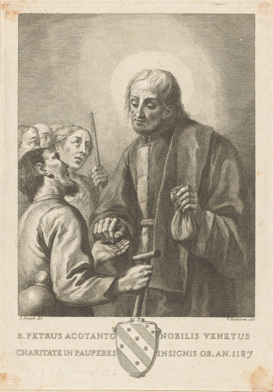Błogosławiony Petrus Acotanto, wenecki szlachcic, wyróżniający się miłosierdziem wobec ubogich, zmarł w roku 1187 autorstwa Francesco Bartolozzi