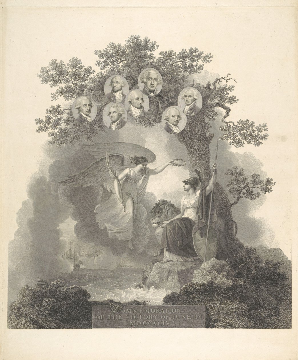 Upamiętnienie zwycięstwa z 1 czerwca 1794 roku autorstwa Francesco Bartolozzi