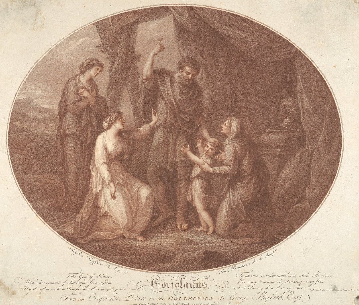 Koriolan, akt V, scena III autorstwa Francesco Bartolozzi