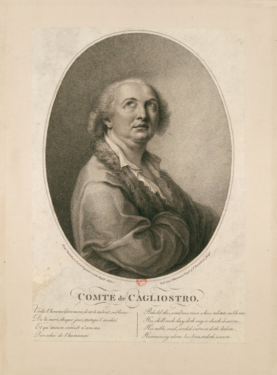 Hrabia Alessandro di Cagliostro 1743-1795. autorstwa Francesco Bartolozzi