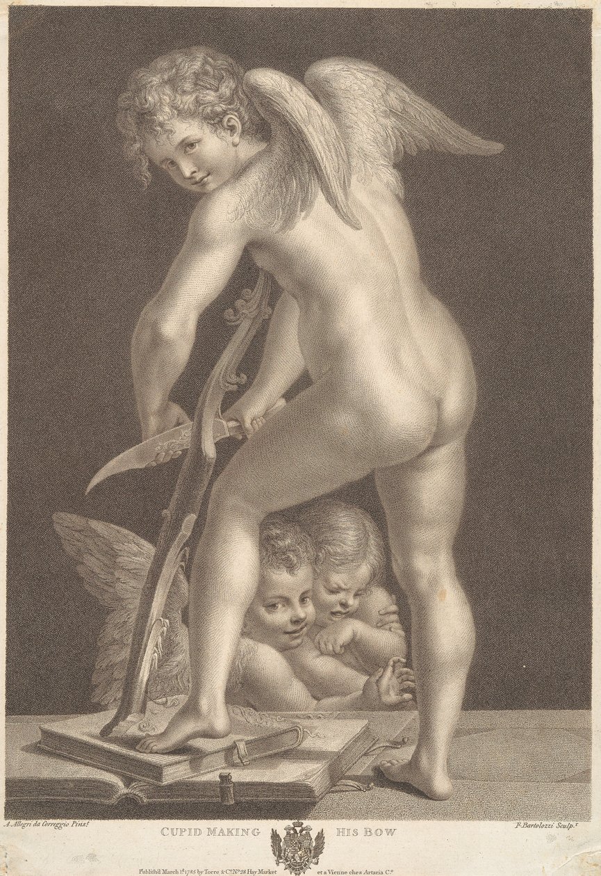 Amor rzeźbiący łuk autorstwa Francesco Bartolozzi
