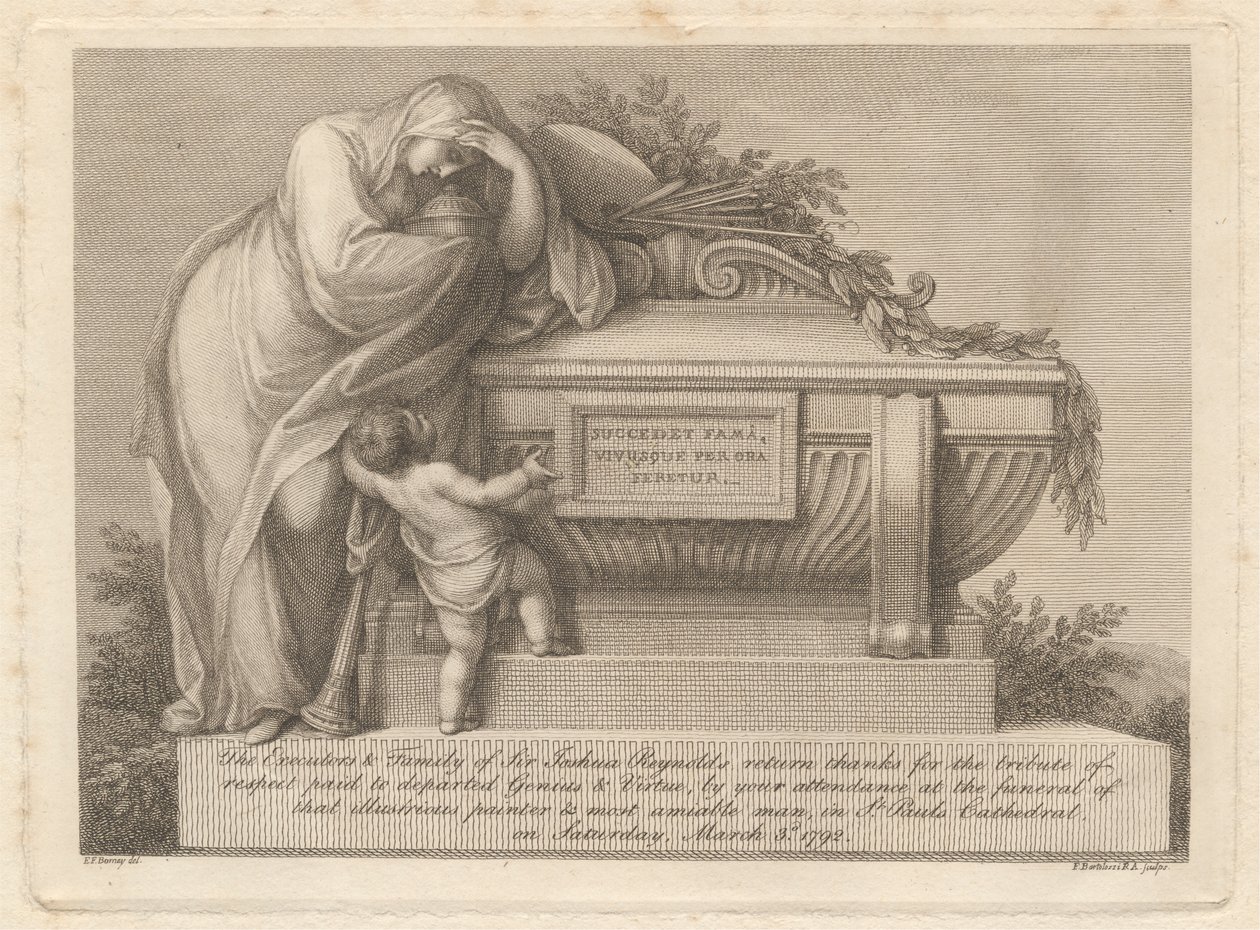 Karta pogrzebowa Sir Joshua Reynoldsa autorstwa Francesco Bartolozzi