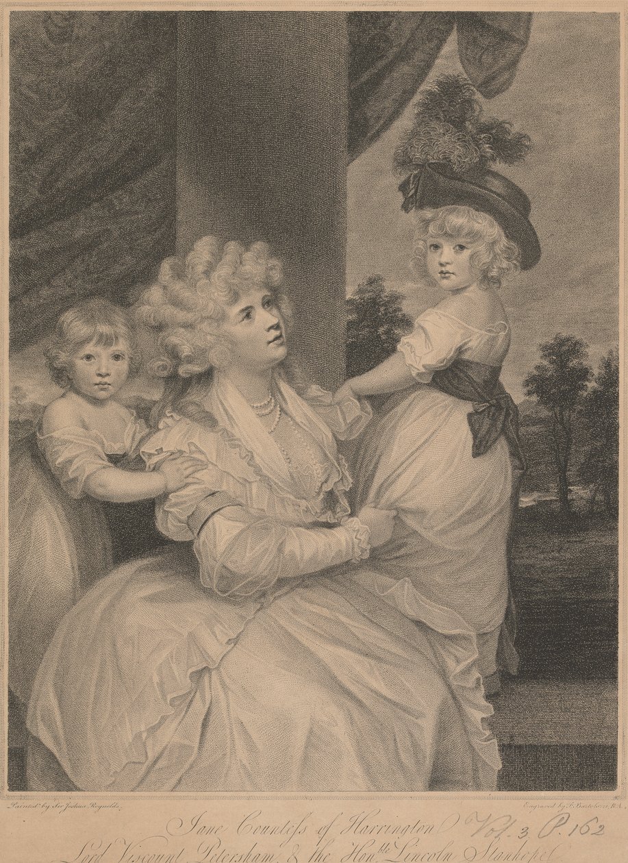 Jane, hrabina Harrington, lord wicehrabia Petersham i czcigodny Lincoln Stanhope autorstwa Francesco Bartolozzi
