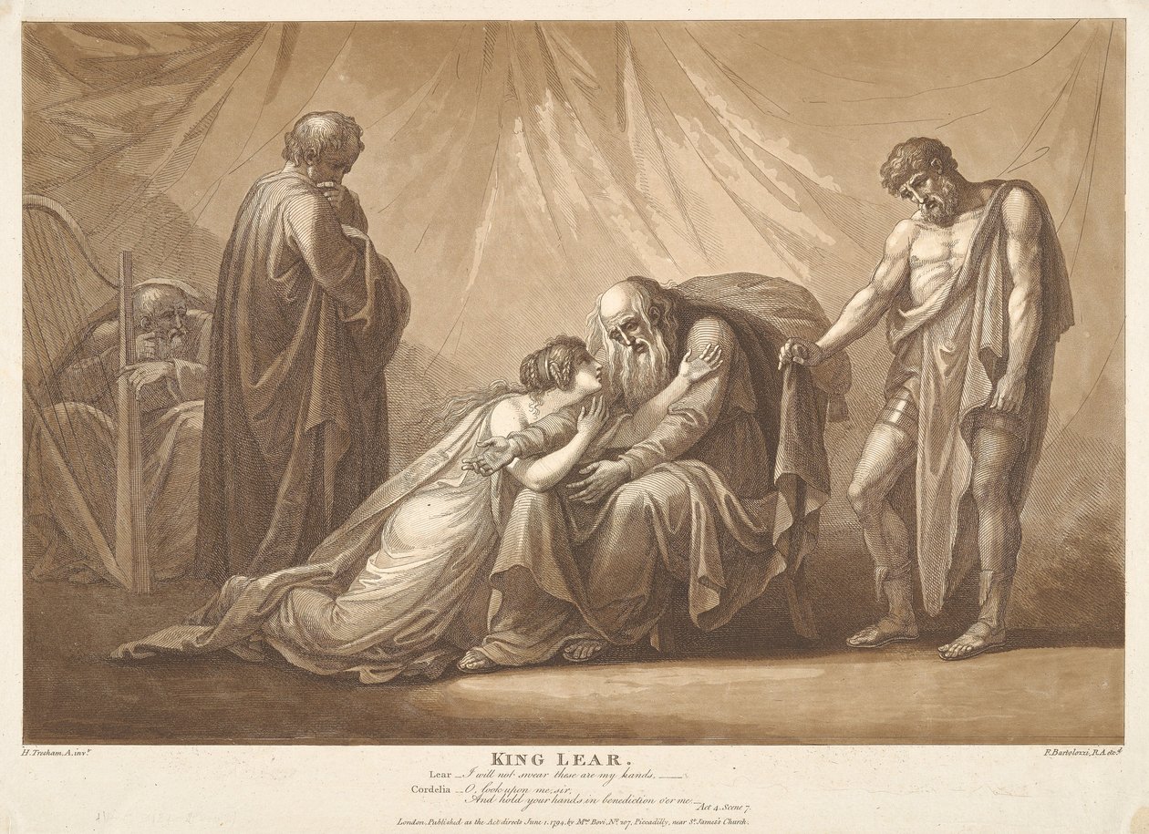 Król Lear, akt 4, scena VII autorstwa Francesco Bartolozzi