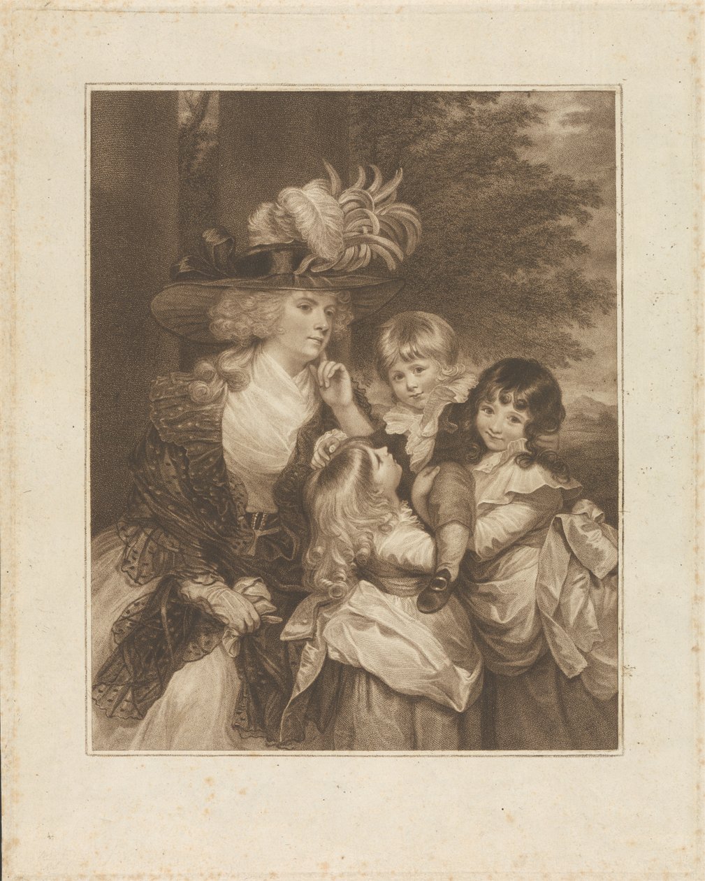 Lady Smith i jej dzieci: George Henry, Louisa i Charlotte autorstwa Francesco Bartolozzi
