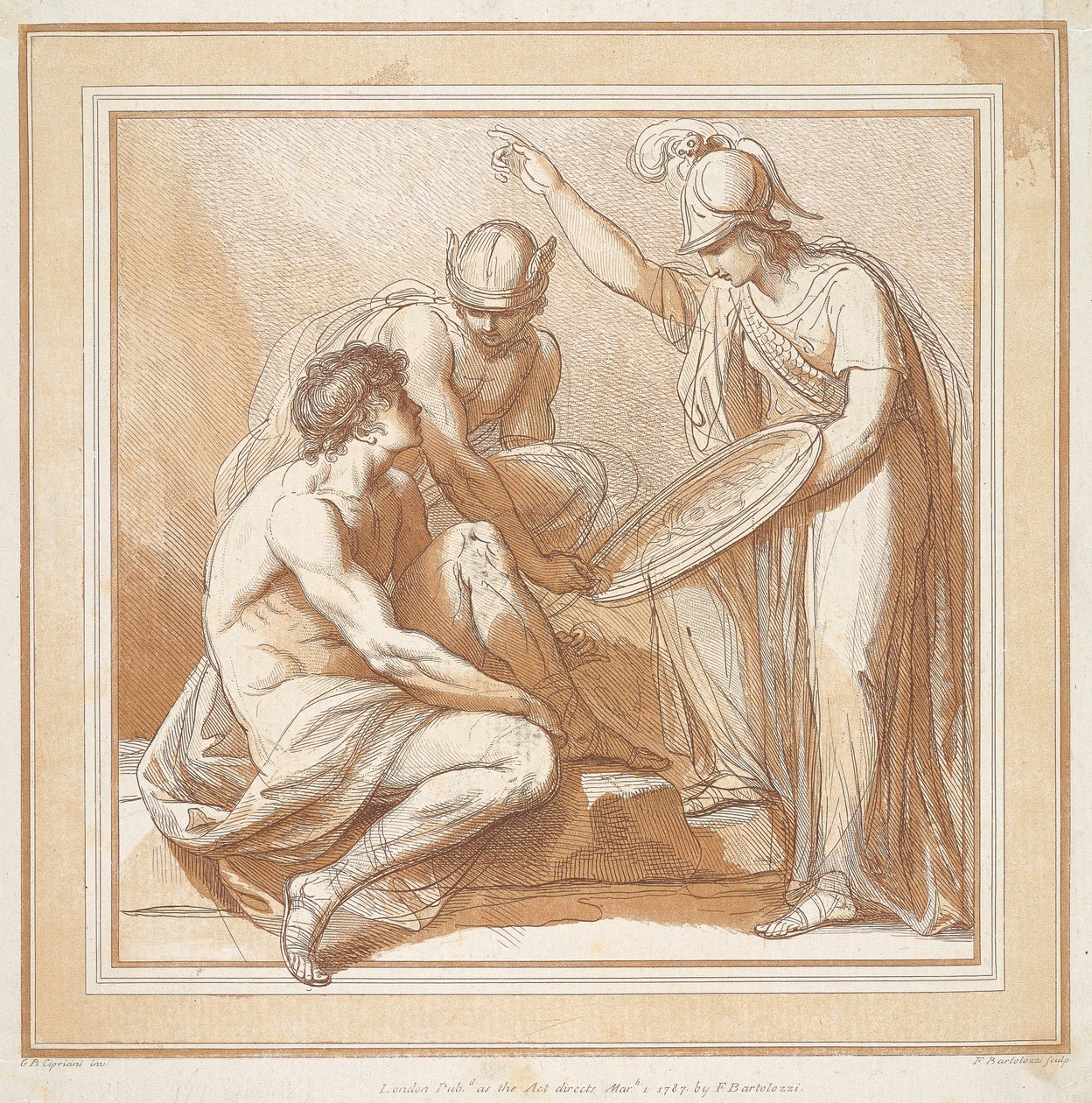 Merkury, Minerwa i Parys autorstwa Francesco Bartolozzi