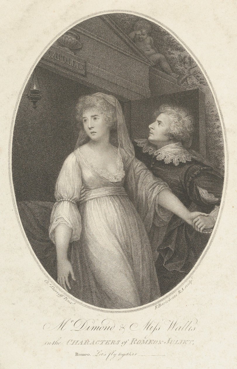 Pan Dimond i panna Wallis w postaciach Romea i Julii, 1 maja 1796 r. autorstwa Francesco Bartolozzi