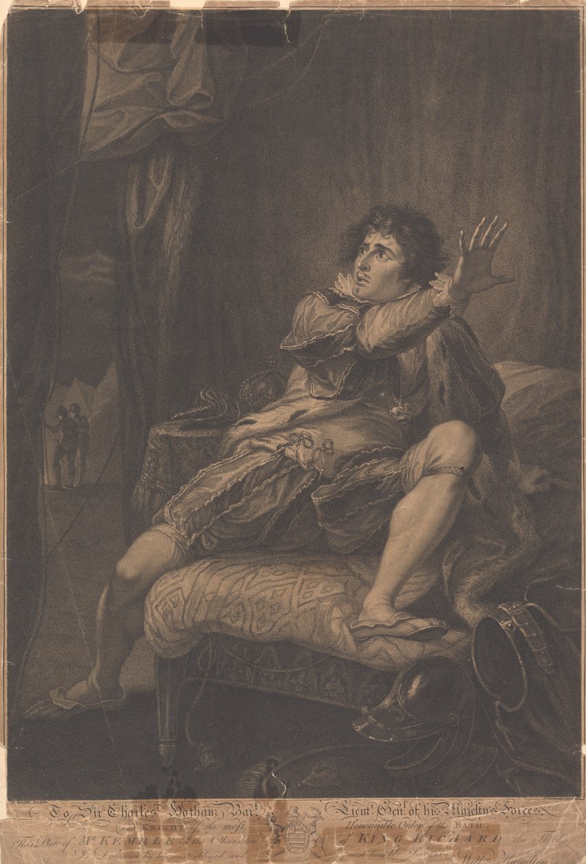 Pan Kemble w roli króla Ryszarda III - „Ryszard III”, akt V, scena V autorstwa Francesco Bartolozzi