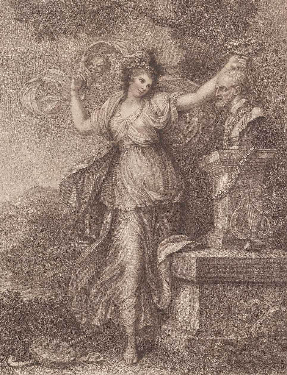 Pani Abington jako Thalia, 20 sierpnia 1783. autorstwa Francesco Bartolozzi