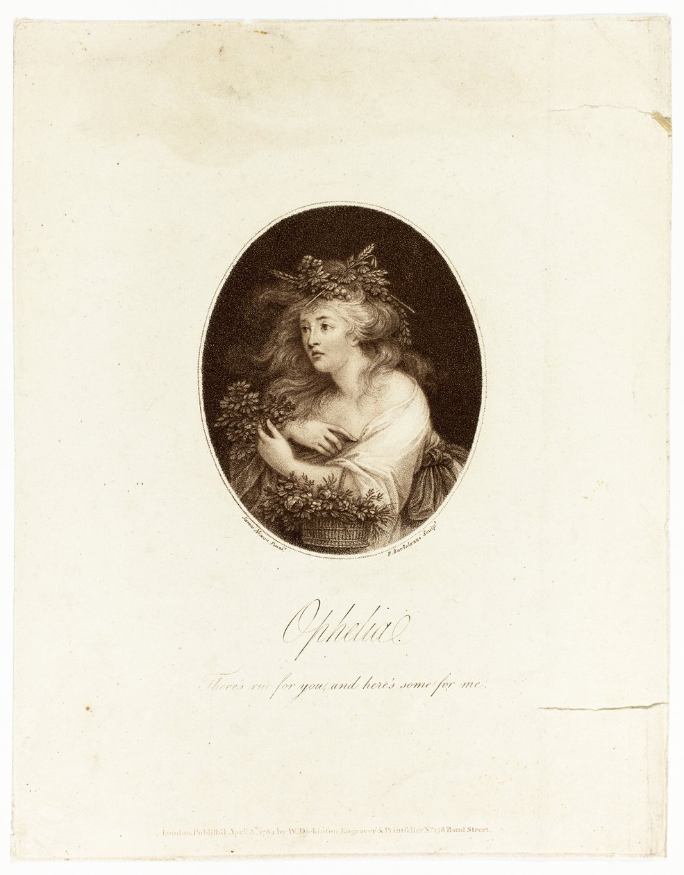 Ofelia autorstwa Francesco Bartolozzi