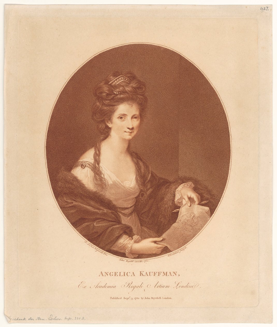Portret Angeliki Kauffmann autorstwa Francesco Bartolozzi