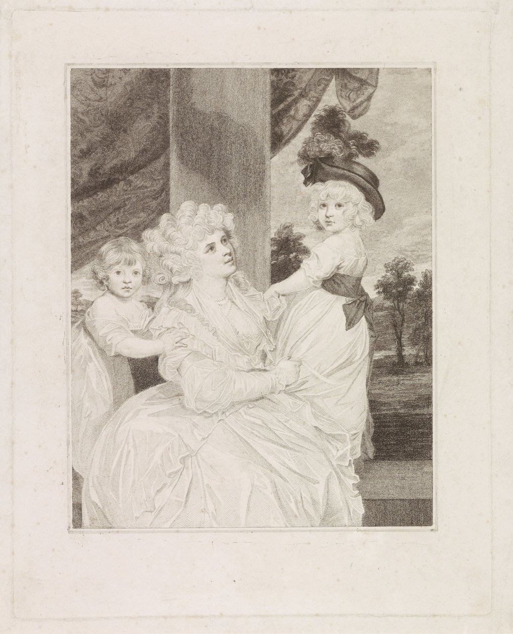 Portret Jane Stanhope z dwójką dzieci autorstwa Francesco Bartolozzi