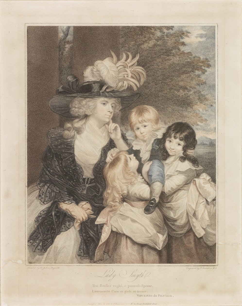 Portret Lady Smith i jej trójki dzieci autorstwa Francesco Bartolozzi