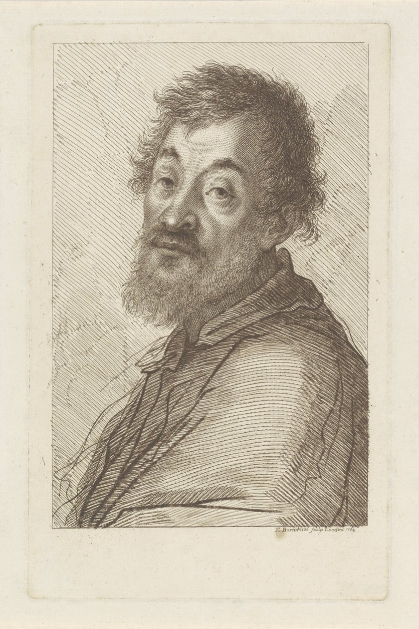 Portret brodatego mężczyzny autorstwa Francesco Bartolozzi