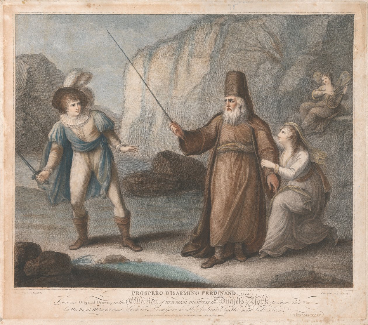 Prospero rozbraja Ferdynanda, akt I, scena II autorstwa Francesco Bartolozzi