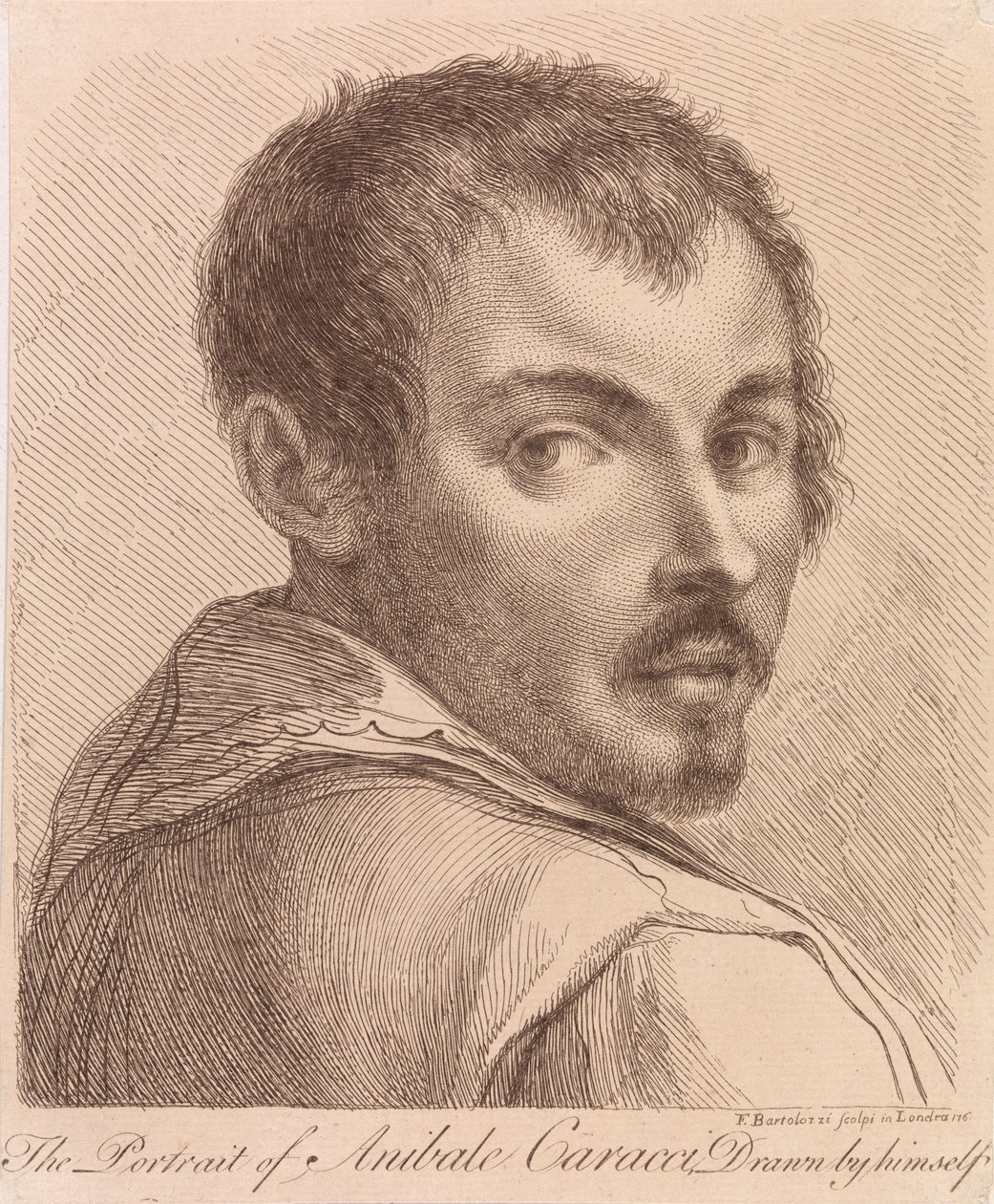 Autoportret Anibale Caracciego autorstwa Francesco Bartolozzi