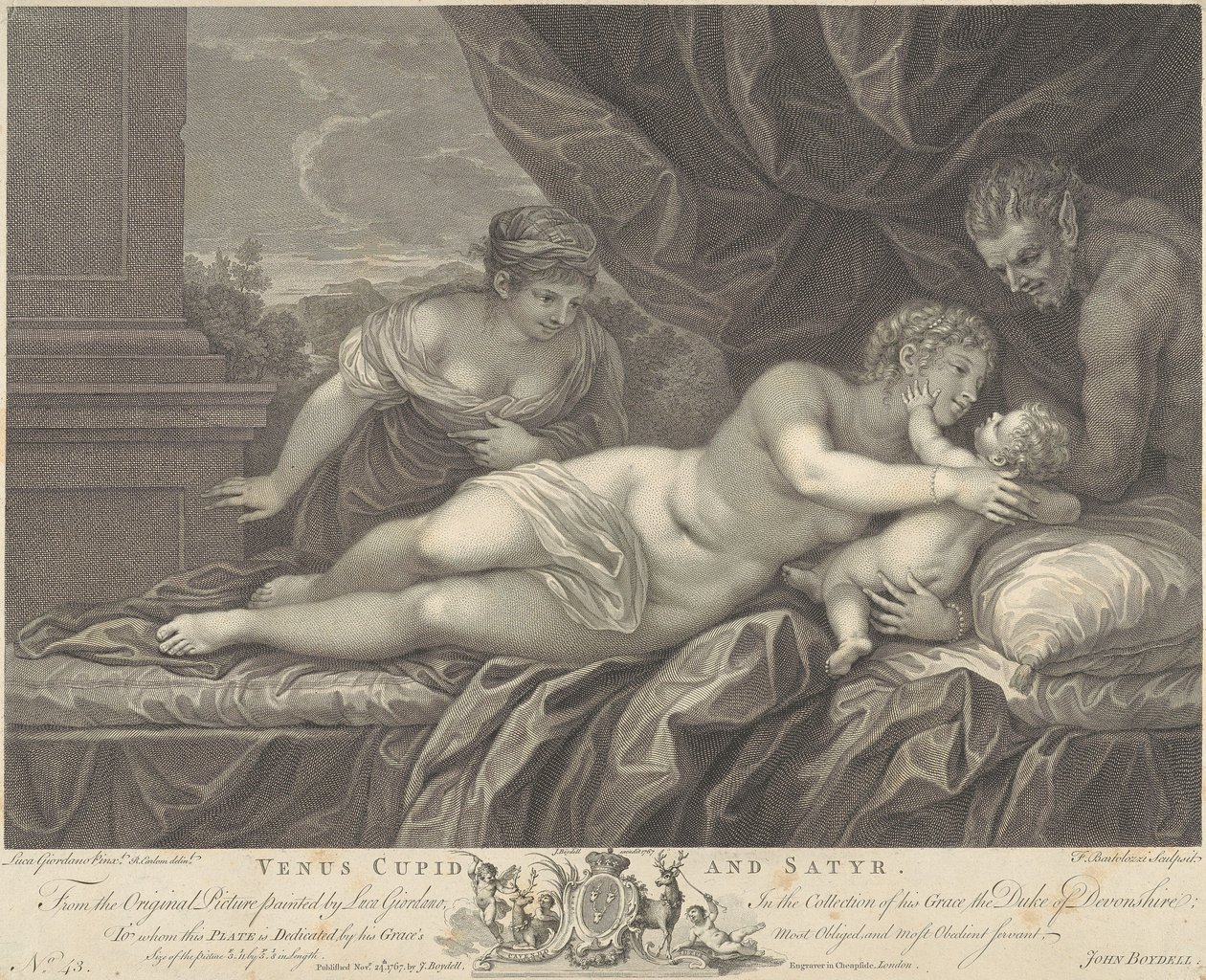 Wenus, Kupidyn i satyr autorstwa Francesco Bartolozzi