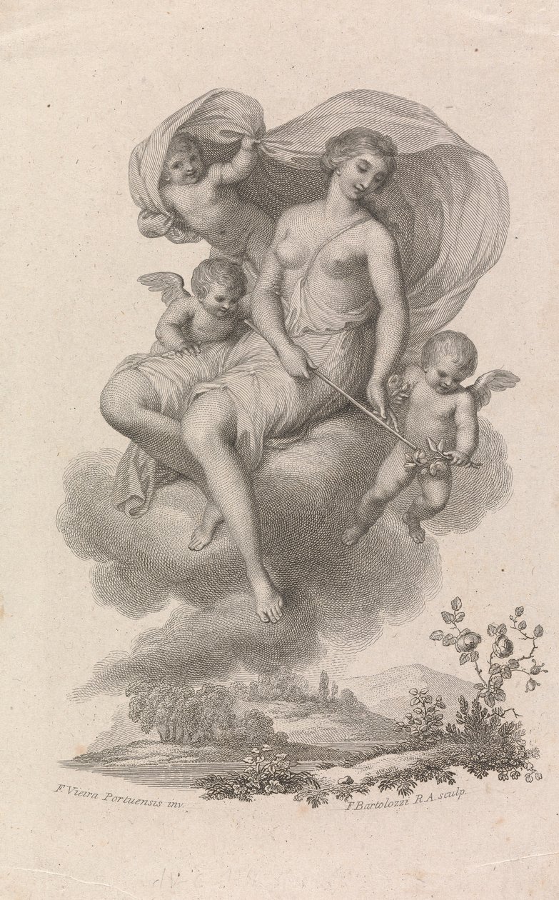 Wenus z trzema amorkami na niebie autorstwa Francesco Bartolozzi