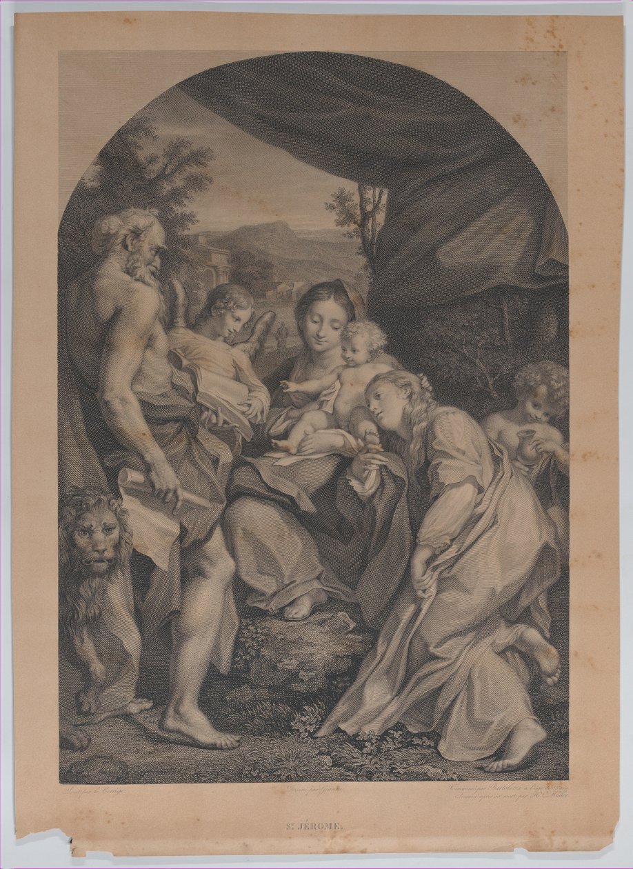 Dziewica z Dzieciątkiem ze św. Hieronima po lewej, 1822 autorstwa Francesco Bartolozzi