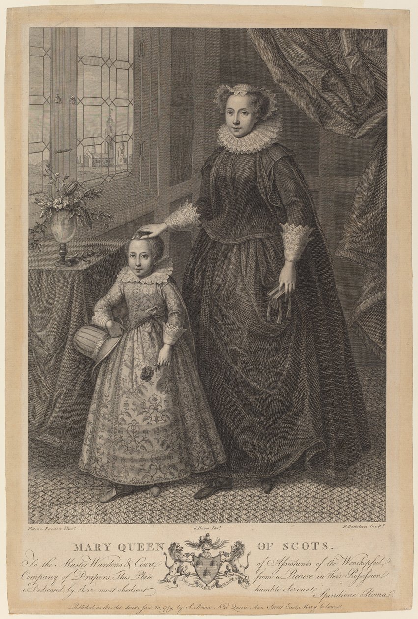 Maryja, Królowa Szkotów autorstwa Francesco Bartolozzi after Federico Zuccaro