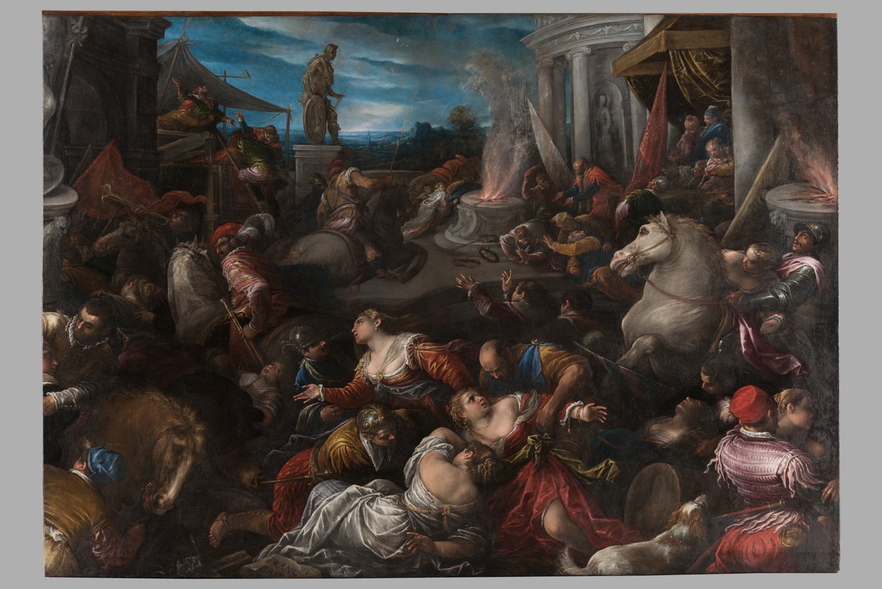 Gwałt Sabinów, ok. 1580-82 autorstwa Francesco Bassano