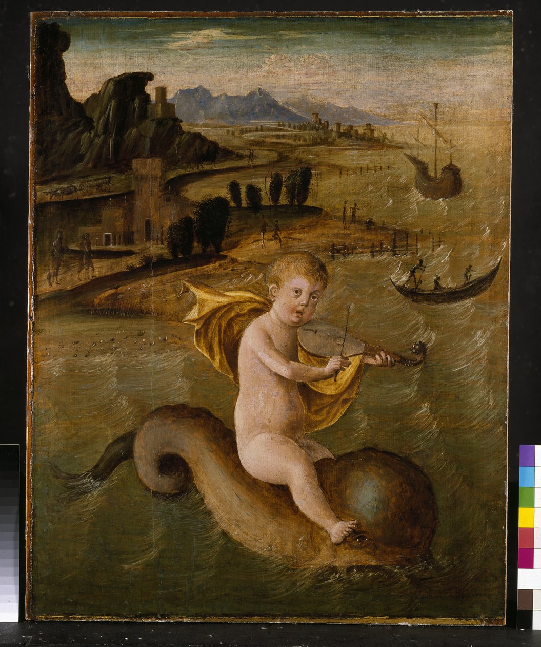 Arion jadący na delfinie, ok. 1509-10 tempera i olej na płycie autorstwa Francesco Bianchi Ferrari