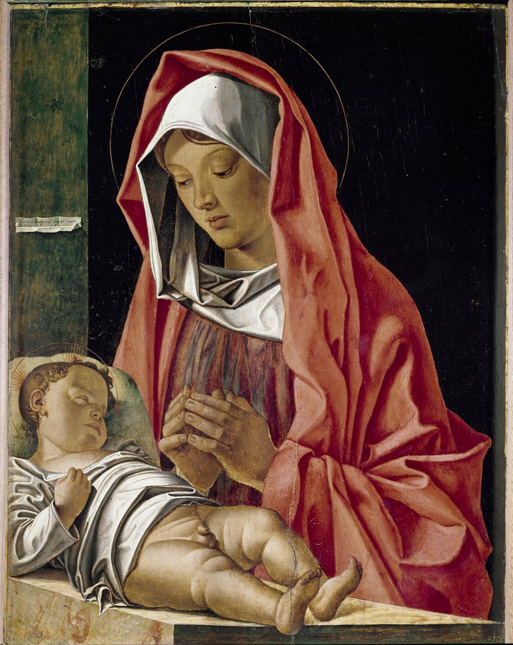 Dziewica adorująca dziecko Obraz Francesco Bonsignori (ok. 1455-1519) 1483 Verone, Museo di Castelvecchio Włochy autorstwa Francesco Bonsignori