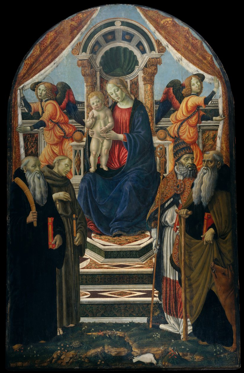 Madonna z Dzieciątkiem na tronie ze świętymi i aniołami. autorstwa Francesco Botticini