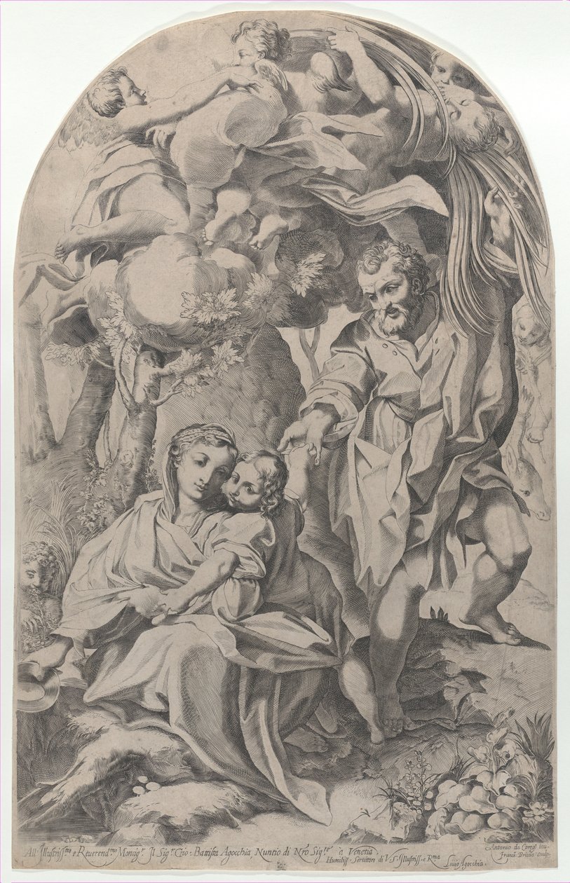Reszta w locie do Egiptu, 1600-23. autorstwa Francesco Brizio