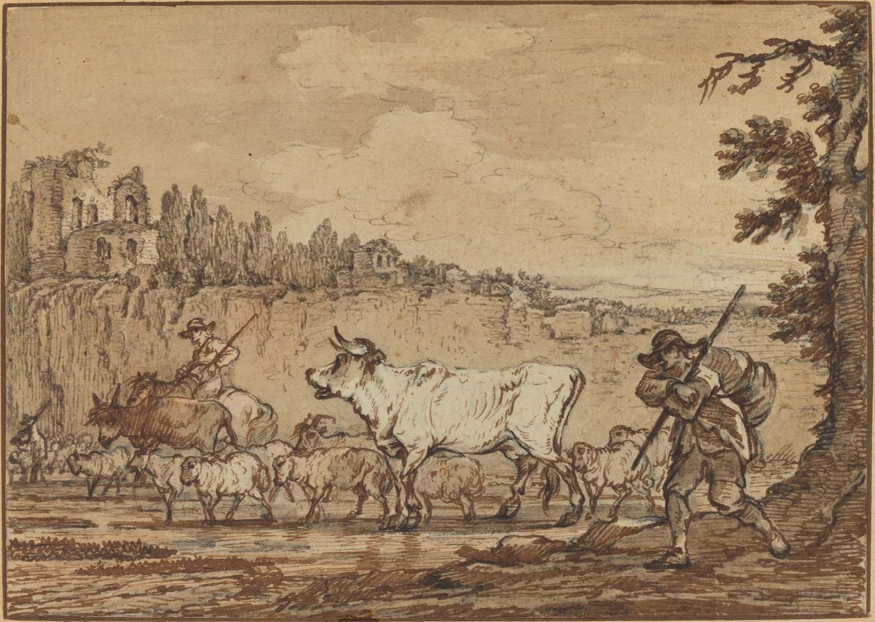 Pasterz przechodzący przez rzekę autorstwa Francesco Casanova