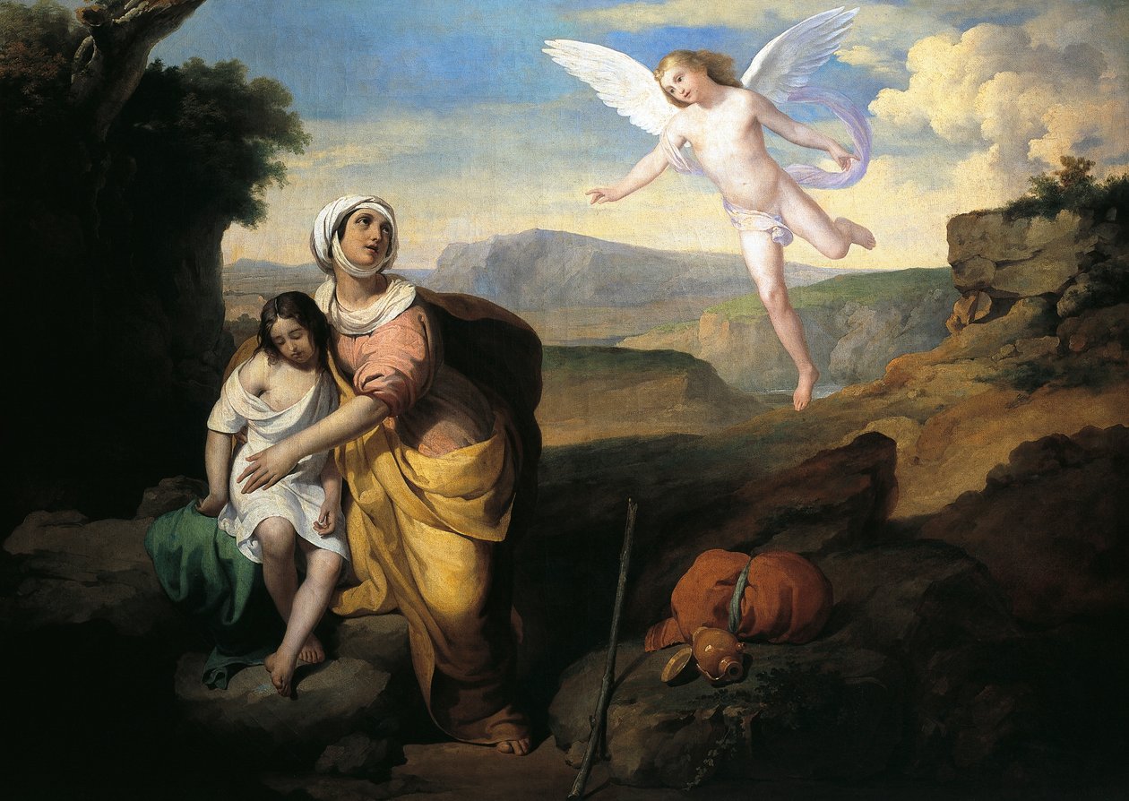 Anioł odwiedza Hagar i Izmaela, ok. 1846, Francesco Coghetti (1804-1875), olej na płótnie, 96x132 cm autorstwa Francesco Coghetti