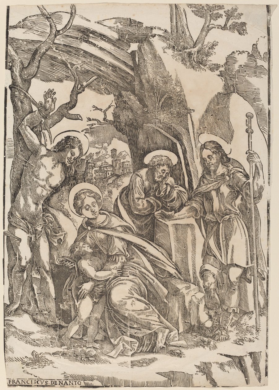 Święta Rodzina ze św. Sebastianem i św. Rochem autorstwa Francesco Denanto