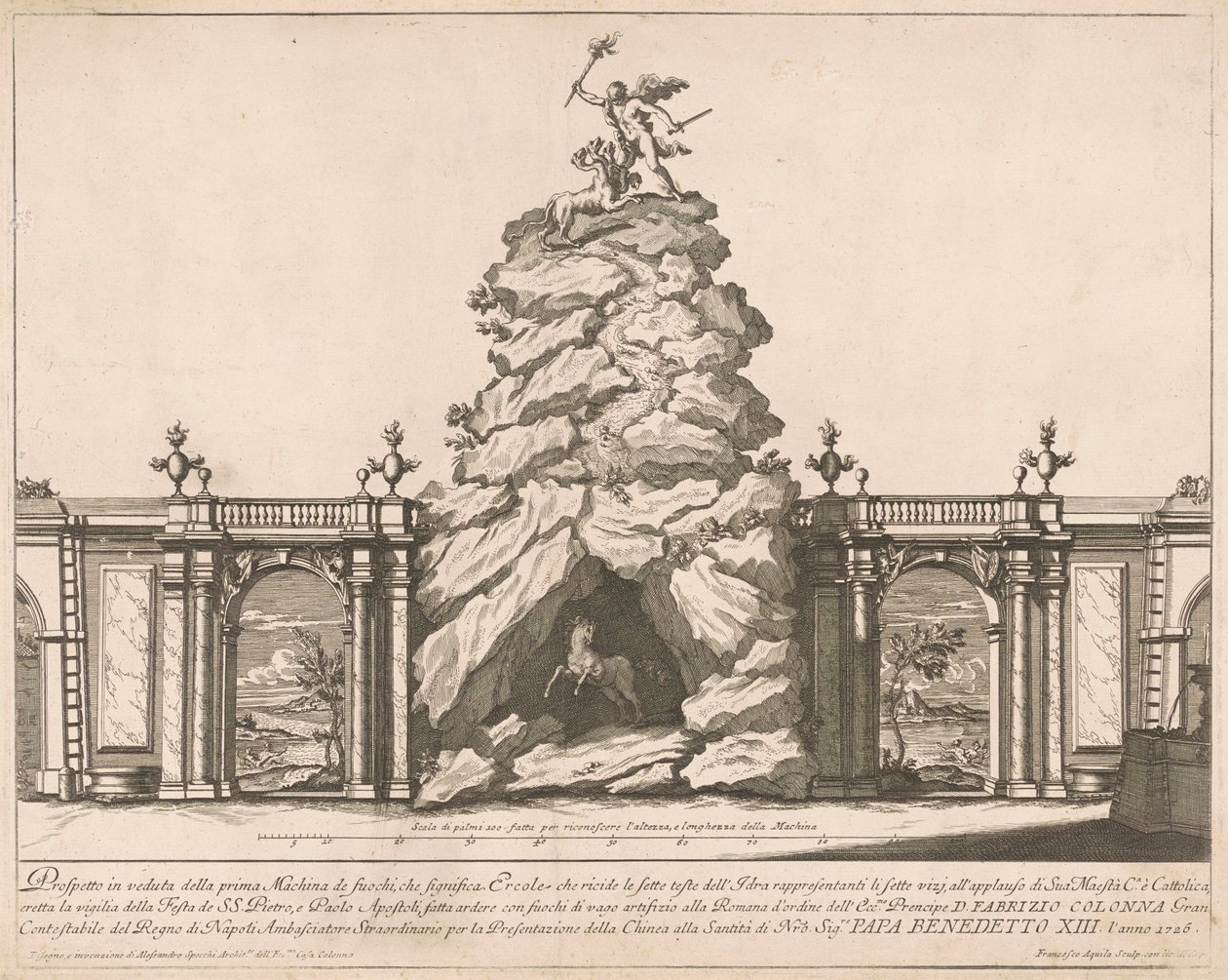 Prima Macchina dla Chin z 1726 r.: Herkules i Hydra, 1726 r. autorstwa Francesco Faraone Aquila