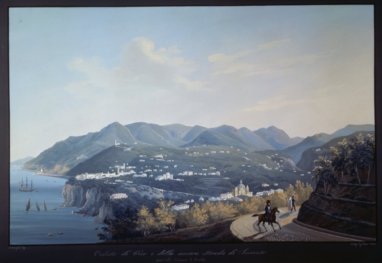 Vico Equense i nowa droga do Sorrento (tempera) autorstwa Francesco Fergola