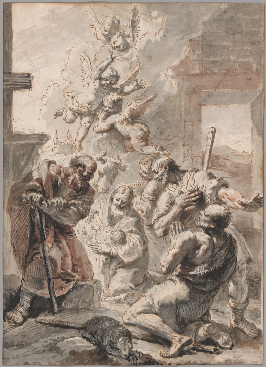 Adoracja pasterzy autorstwa Francesco Fontebasso