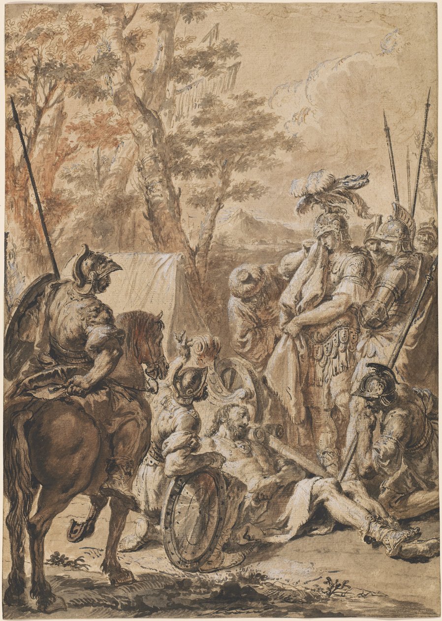 Aleksander Wielki przed zwłokami Dariusza autorstwa Francesco Fontebasso
