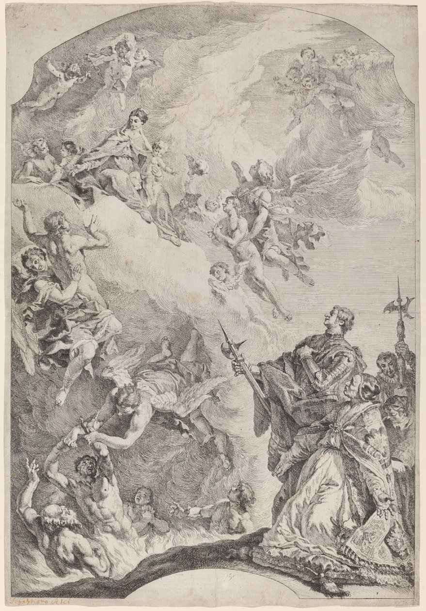 Święty Grzegorz I uwalniający dusze z czyśćca autorstwa Francesco Fontebasso after Sebastiano Ricci
