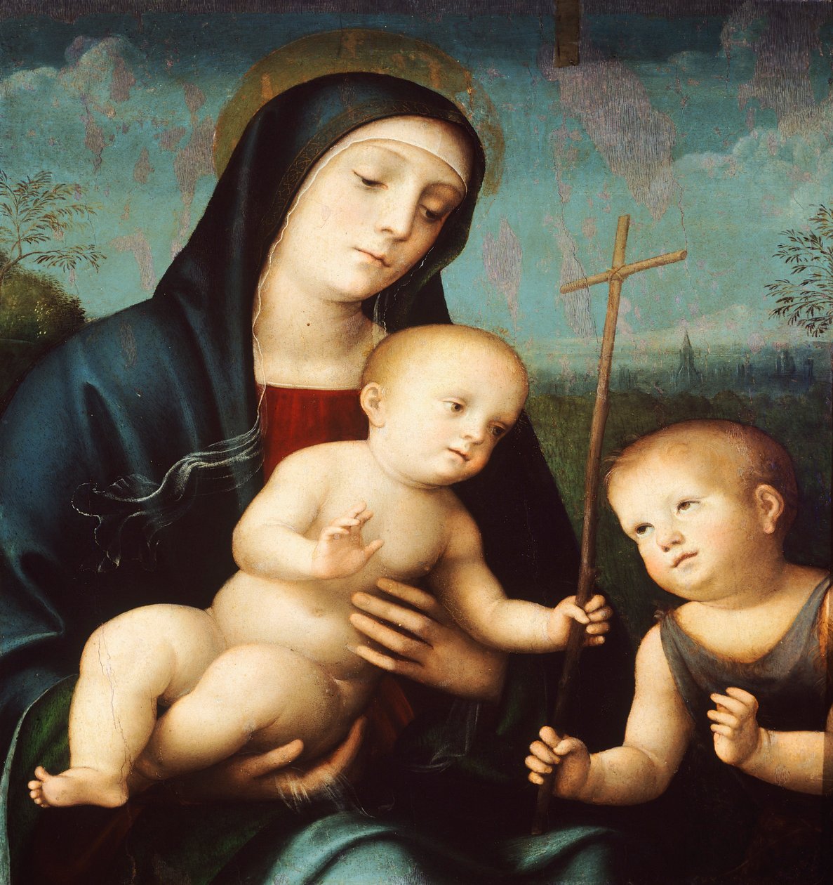 Madonna z Dzieciątkiem i św. Janem Chrzcicielem – Francesco Francia (1450-1517) autorstwa Francesco Francia