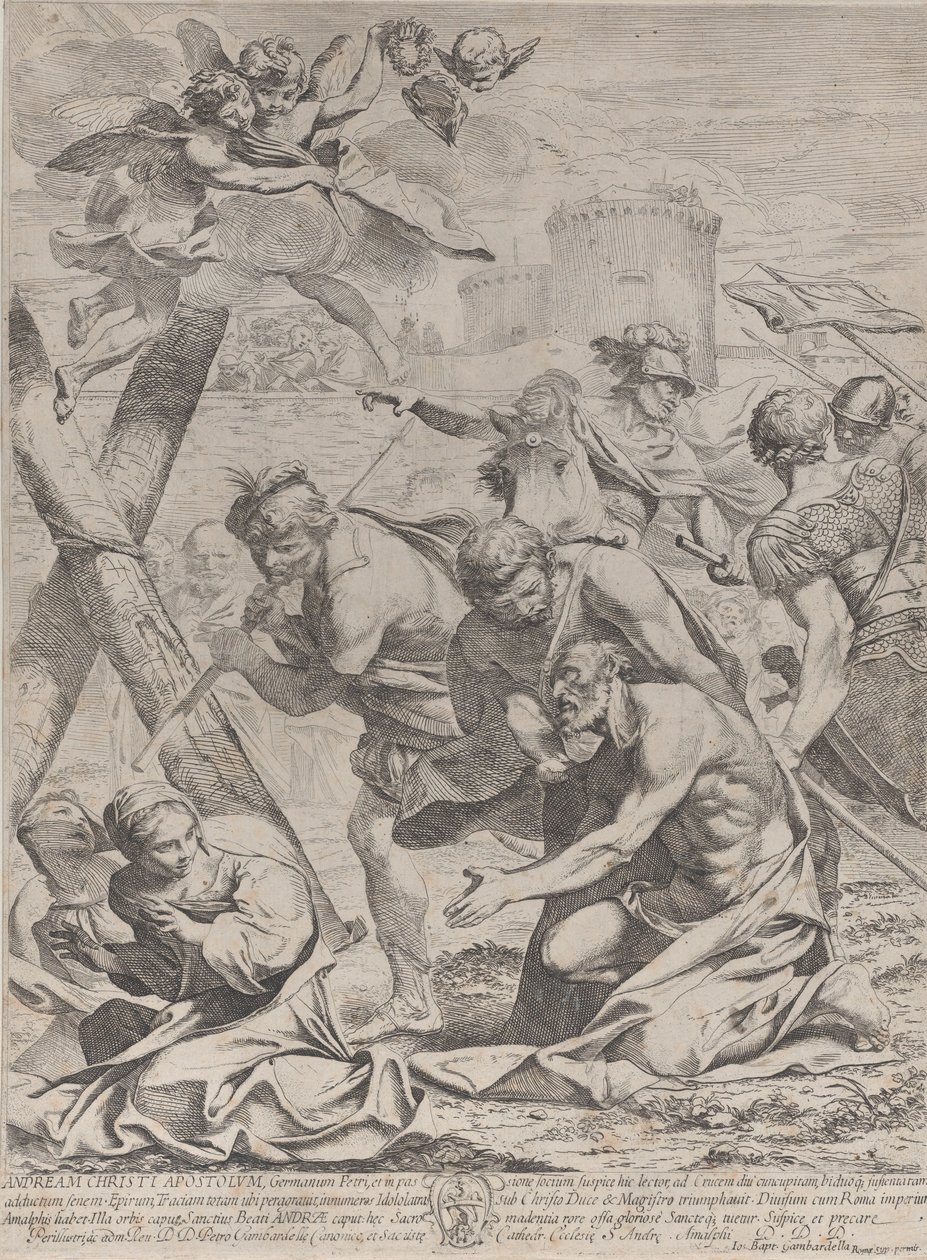 Św. Andrzej modlący się przed krucyfiksem, 1640-70. autorstwa Francesco Giovani