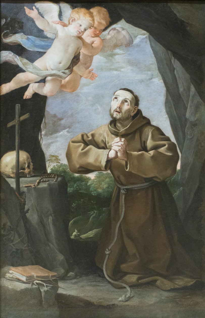 Święty Franciszek adorujący krzyż, ok. 1630-40 (olej na płótnie) autorstwa Francesco Giovanni Gessi