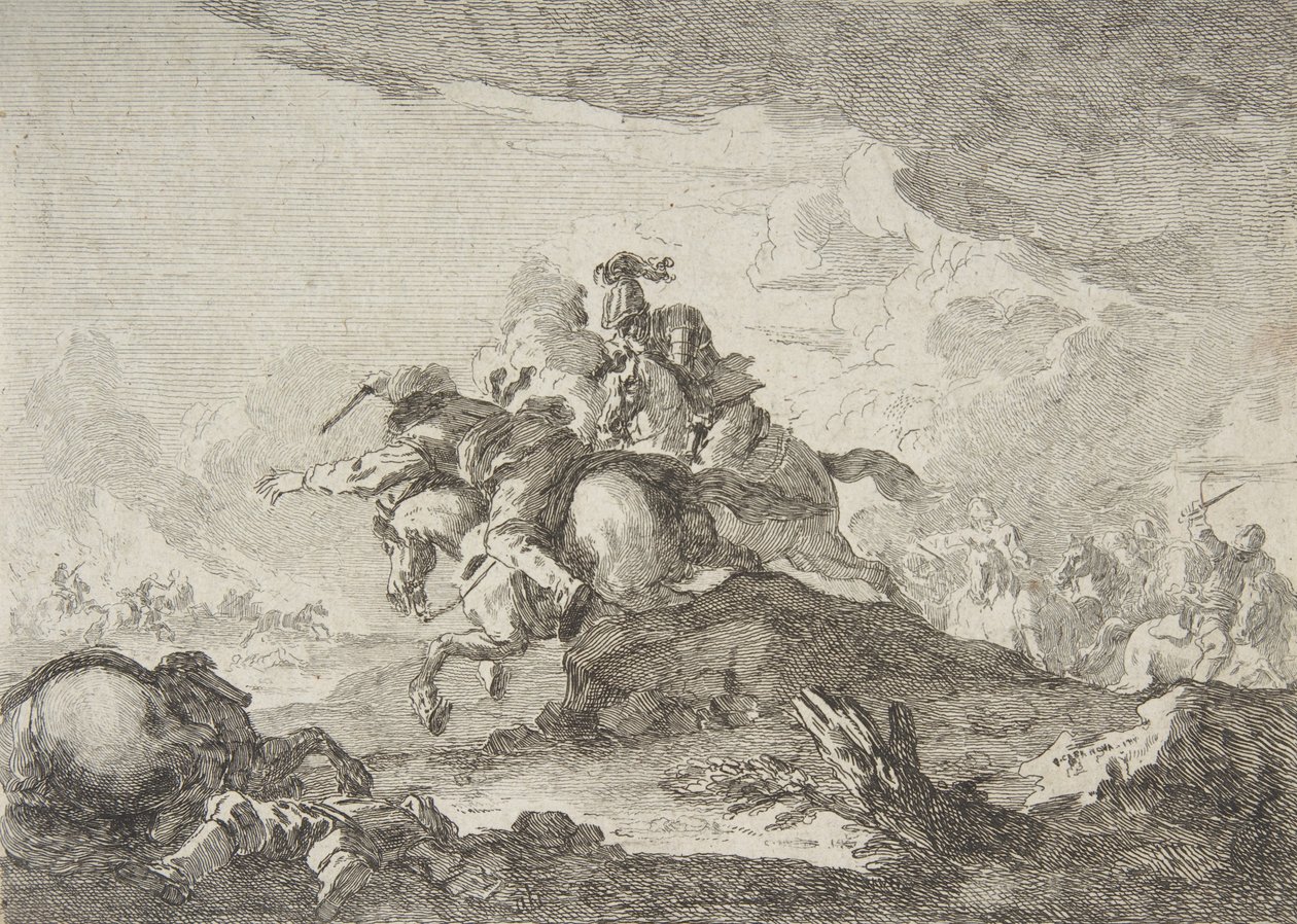 Szarża kawalerii, od połowy do końca XVIII wieku. autorstwa Francesco Giuseppe Casanova