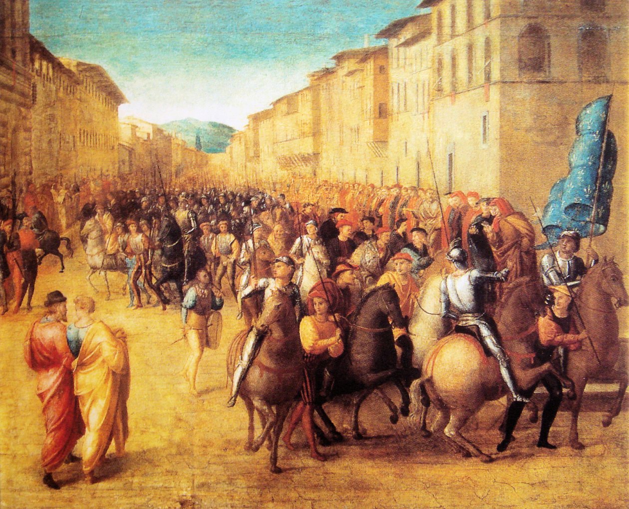 Wojska francuskie pod wodzą Karola VIII wkraczające do Florencji 17 listopada 1494 r., autor: Francesco Granacci autorstwa Francesco Granacci