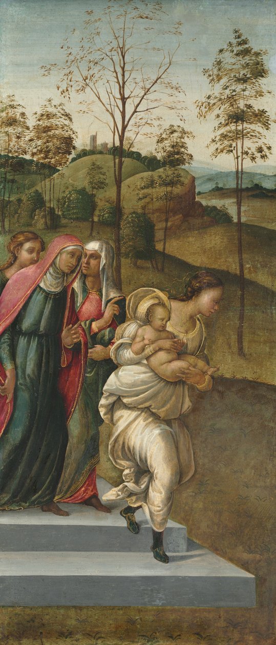 Jan Chrzciciel niesiony do Zachariasza, ok. 1510 (tempera i olej ze złotem na drewnie) autorstwa Francesco Granacci