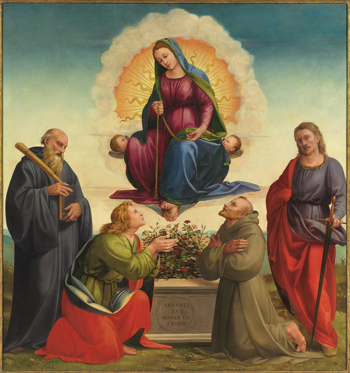 Madonna delle Cintola ze świętymi Benedyktem, Tomaszem, Franciszkiem i Julianem autorstwa Francesco Granacci