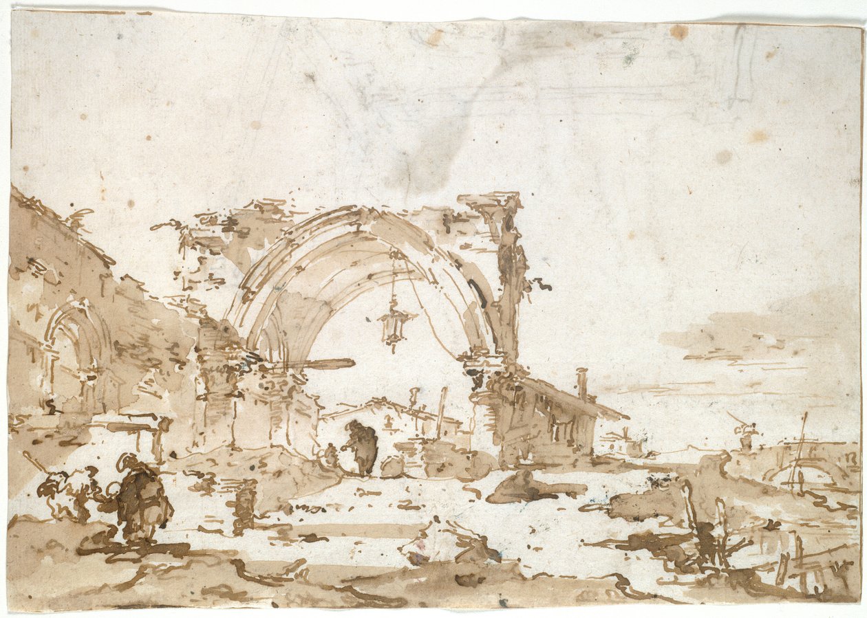 Capriccio ze zrujnowanym gotyckim łukiem autorstwa Francesco Guardi