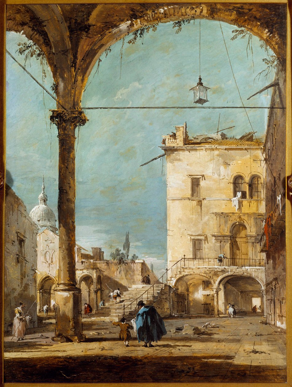 Portyk w Wenecji Obraz Francesco Guardi (1712-1793) XVIII-wieczny Paryż, Musee Jacquemart Andre autorstwa Francesco Guardi