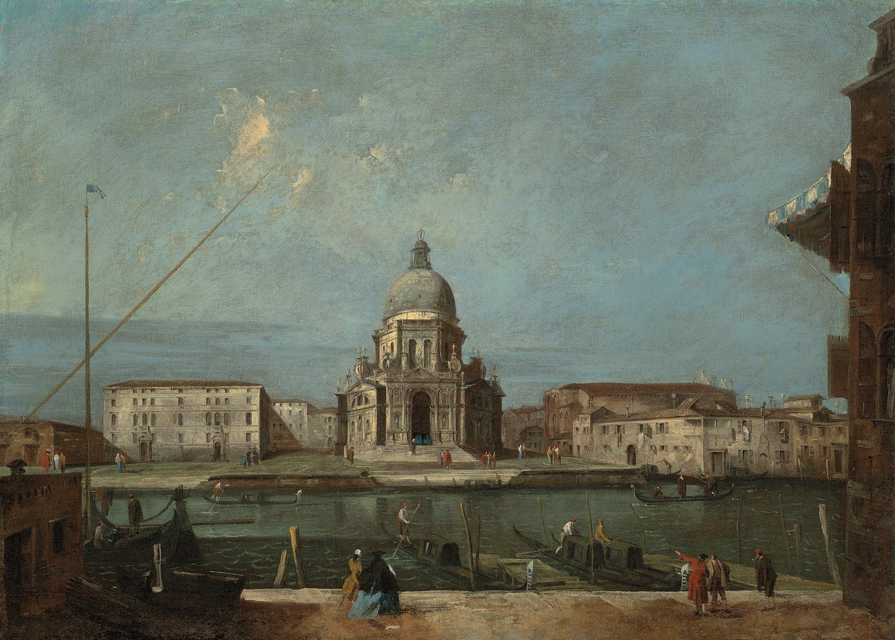 Widok na Wielki Kanał w Wenecji z kościołem Santa Maria della Salute autorstwa Francesco Guardi