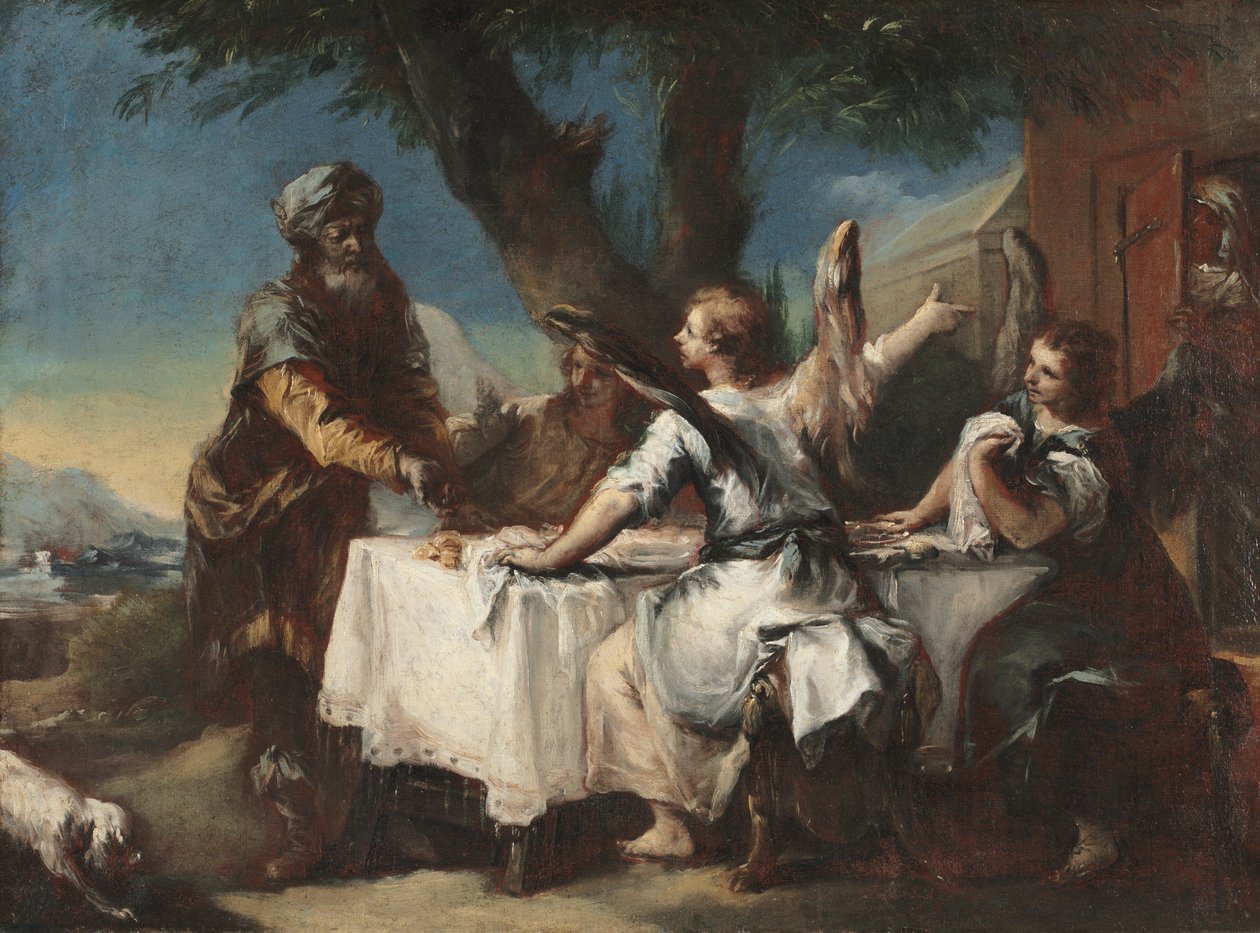 Abraham witający trzech aniołów, lata 50. XVIII wieku. autorstwa Francesco Guardi